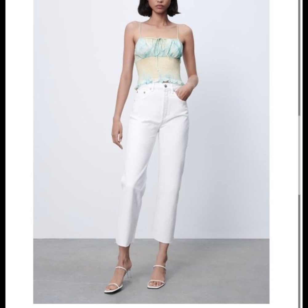 Zara High Rise White Jeans for Women